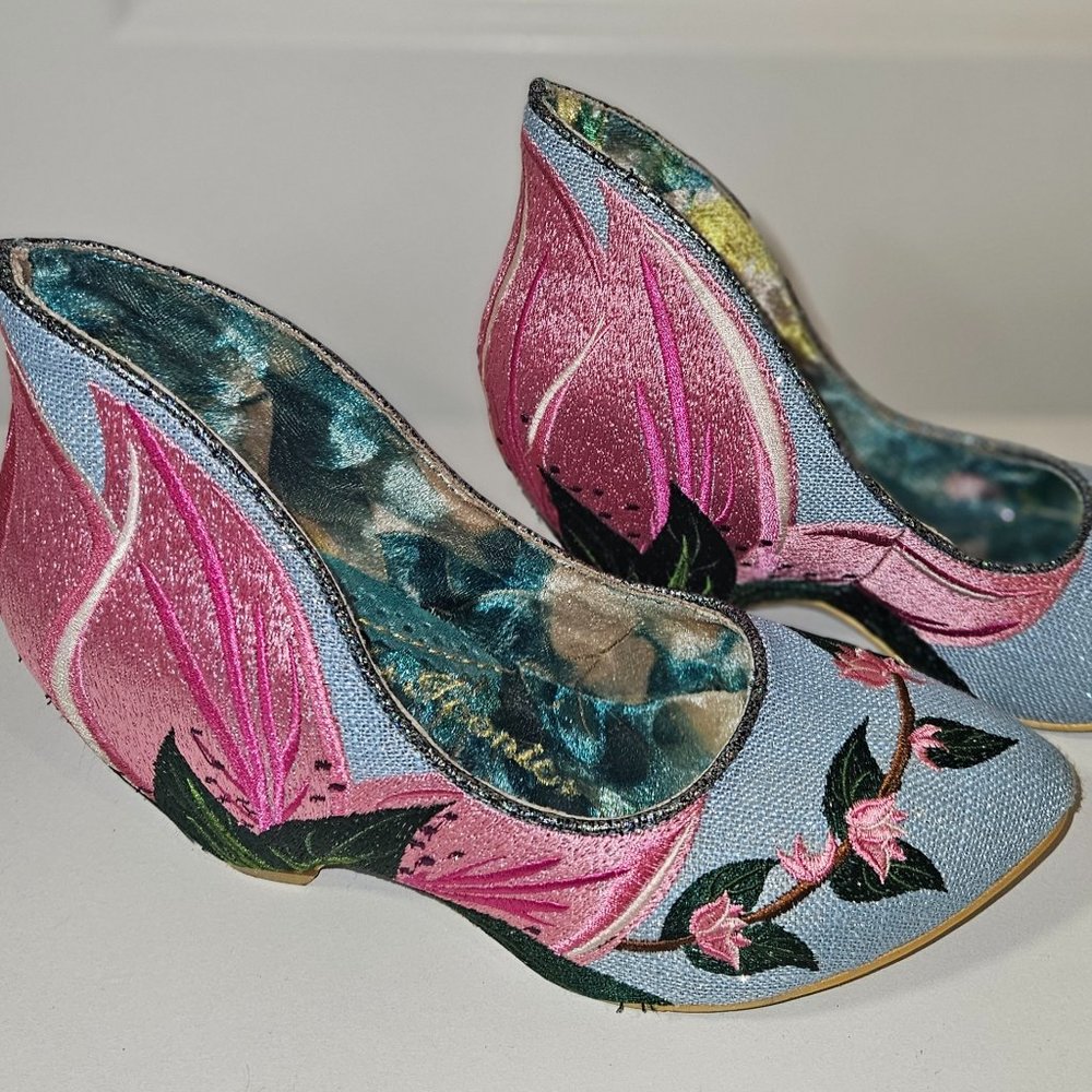 Irregular Choice Floral Covered Kitten Heel Pump